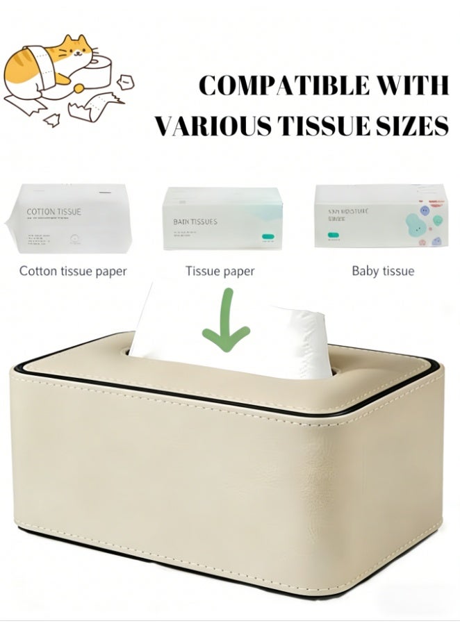 Rectangle Leather Tissue Box Cover, Stylish Cube Tissue Box Holder with Magnetic Bottom, Decorative PU Tissue Box for Vanity Dresser Night Stand Table Countertop Home Office Car (CX-tissue box5003-GRAY) - Image 5